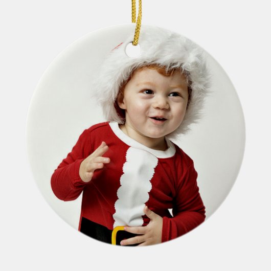 タータンチェックプライド写真クリスマスオーナメント付き年 セラミックオーナメント (正面)