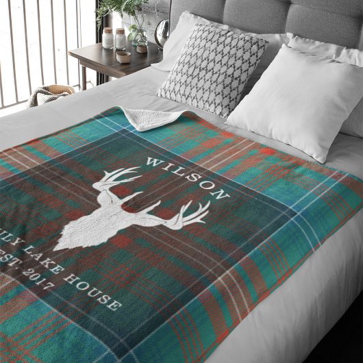 タータンチェックプレイドクランウィルソン家族レイクハウス シェルパブランケット