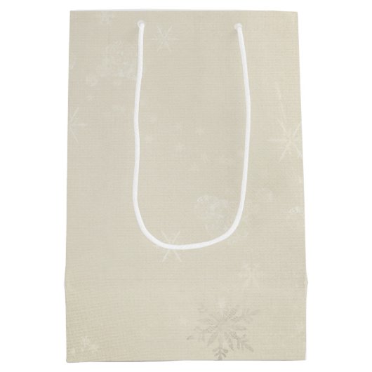 タータンチェックプレイドディアオンスノーフレークデザイン ミディアムペーパーバッグ (裏面)