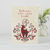 タータンチェックプレイドディアオンスノーフレークデザイン 招待状 (スタンド正面)