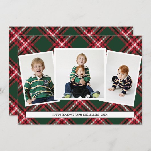 タータンチェックプレイドフォトコラージュカード シーズンカード (正面/裏面)