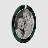 タータンチェックプレイドメリークリスマス祖父母の写真 オーナメント (正面)