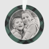 タータンチェックプレイドメリークリスマス祖父母の写真 オーナメント (正面)