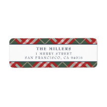 タータンチェックプレイド住所 シールクリスマスホリデー