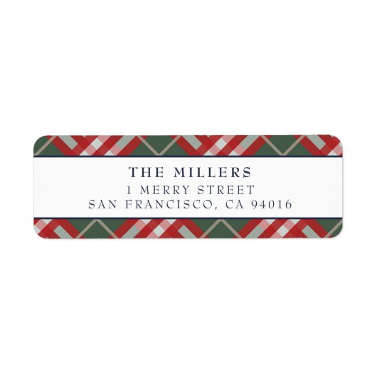 タータンチェックプレイド住所 シールクリスマスホリデー ラベル (正面)