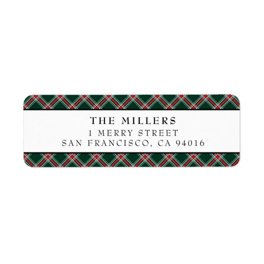 タータンチェックプレイド住所 シールクリスマスホリデー ラベル (正面)