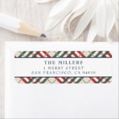 タータンチェックプレイド住所 シールクリスマスホリデー ラベル (インサイチュ)