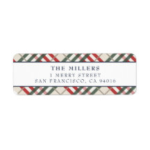 タータンチェックプレイド住所 シールクリスマスホリデー