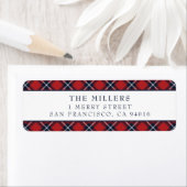 タータンチェックプレイド住所 シールクリスマスホリデー ラベル (インサイチュ)