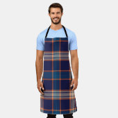タータンチェックプレイド、カラフルネイビーのテクスチャ。 エプロン (着用した状態)