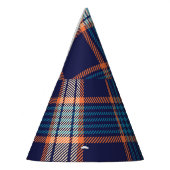 タータンチェックプレイド、カラフルネイビーのテクスチャ。 パーティーハット (左)