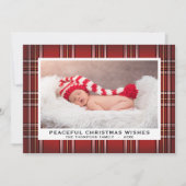 タータンチェックプレイド |赤いクラシック休日の写真カード シーズンカード (正面)