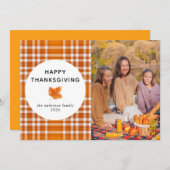 タータンチェックプレイド | Happy Thanksgiving秋の写真 シーズンカード (正面/裏面)