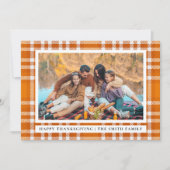 タータンチェックプレイド | Happy Thanksgiving秋の写真 シーズンカード (正面)