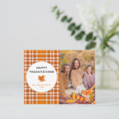 タータンチェックプレイド | Happy Thanksgiving秋の写真 シーズンポストカード (スタンド正面)
