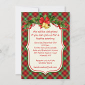 タータンチェックホリーベルクリスマスパーティの招待状 招待状 (正面)