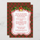 タータンチェックホリーベルズクリスマスパーティの招待状 招待状 (正面/裏面)