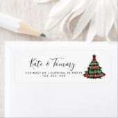 タータンチェックメリークリスマスツリーカード差出人住所 ラベル (インサイチュ)