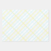 タータンチェックモダンを青い緑の黄色のトーンで ラッピングペーパーシート (正面)