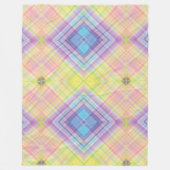 タータンチェックモダングリーンイエロータンプレイドパターン。 フリースブランケット (正面)