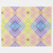 タータンチェックモダングリーンイエロータンプレイドパターン。 フリースブランケット (正面(横))