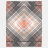 タータンチェックモダンブラウンオレンジタンプレイド フリースブランケット (正面)