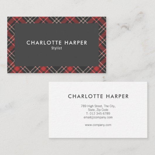 タータンチェックモダンプレイパターン（の模様が）あるド 名刺 (正面/裏面)