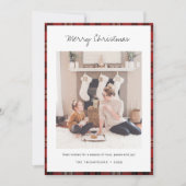 タータンチェックモチーフクリスマスホリデーフォトカードテンプレート シーズンカード (正面)