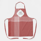 タータンチェックモノグラムのレッドブルゴーニュ エプロン (正面)