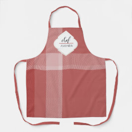 タータンチェックモノグラムのレッドブルゴーニュ エプロン