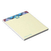 タータンチェックレザーカスタムスクリプトモノグラムクリーム裏地 ノートパッド (アングル)