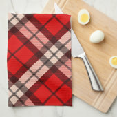 タータンチェックレッドプレイドキッチンタオル キッチンタオル (四つ折り)