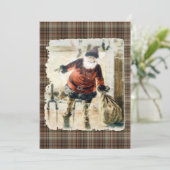 タータンチェックヴィンテージサンタクロース 招待状 (スタンド正面)