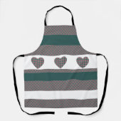 タータンチェック伝統的パターンとハート エプロン (正面)