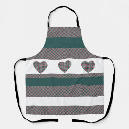 タータンチェック伝統的パターンとハート エプロン