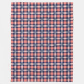 タータンチェック伝統的毛布のコーラルとネイビーブルートーン フリースブランケット (正面)