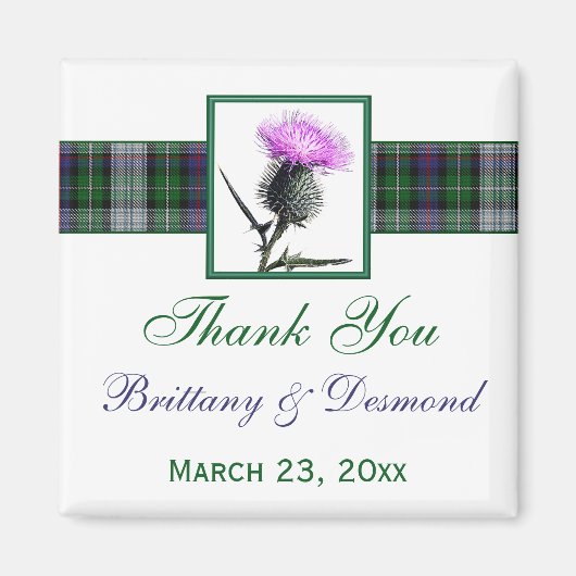 タータンチェック及びチスル結婚式の引き出物磁石 マグネット (正面)