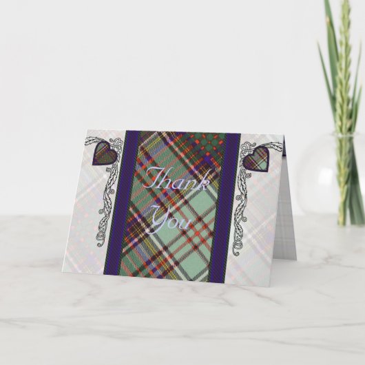 タータンチェック及びハート-ありがとう-アンダーソン サンキューカード (正面)