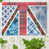 タータンチェック及び生地パターンの英国国旗の旗 キッチンタオル (折り畳み)