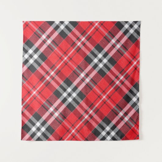 タータンチェック布パターン上面ビュー タペストリー (正面)