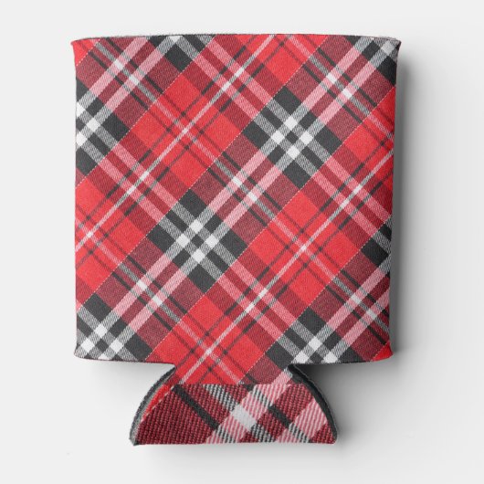 タータンチェック布パターン上面ビュー 缶クーラー (正面)