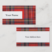 タータンチェック平型赤王室の布 名刺 (正面/裏面)