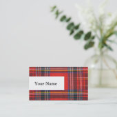 タータンチェック平型赤王室の布 名刺 (スタンド正面)