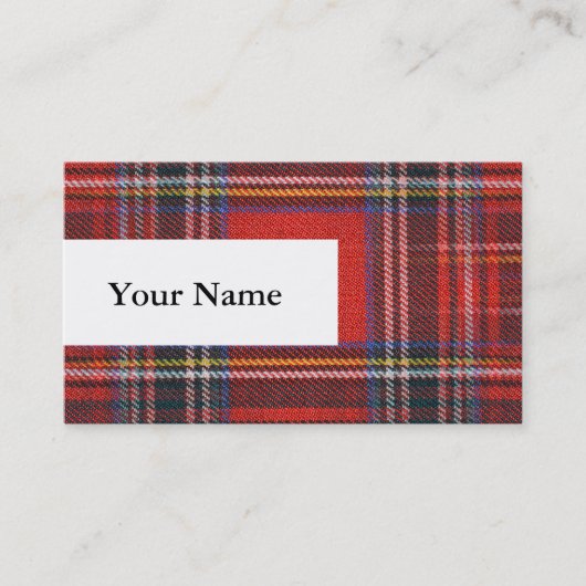 タータンチェック平型赤王室の布 名刺 (正面)
