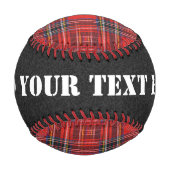 タータンチェック平型赤王室の布 野球ボール (裏面)