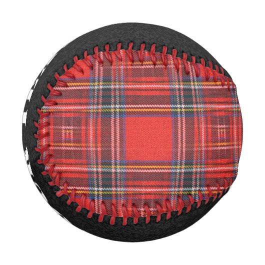タータンチェック平型赤王室の布 野球ボール (正面左)