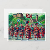 タータンチェック日お祝い- 16ビットポストカード シーズンポストカード (正面/裏面)