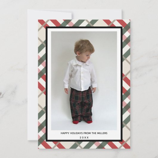 タータンチェック格子戸ハッピーホリデーズカード シーズンカード (正面)