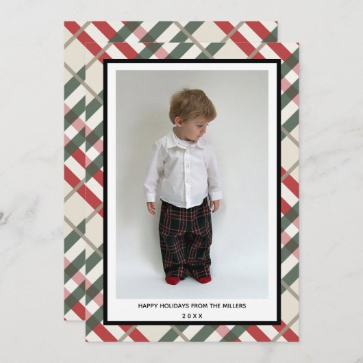 タータンチェック格子戸ハッピーホリデーズカード シーズンカード (正面/裏面)