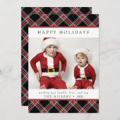 タータンチェック格子戸ハッピーホリデーズカード シーズンカード (正面/裏面)